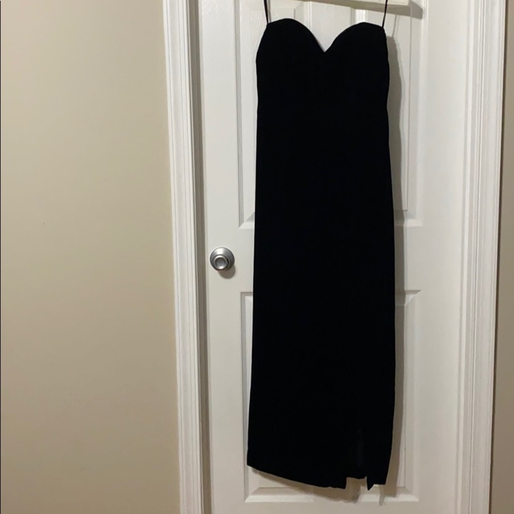 Suede sweetheart strapless evening gown